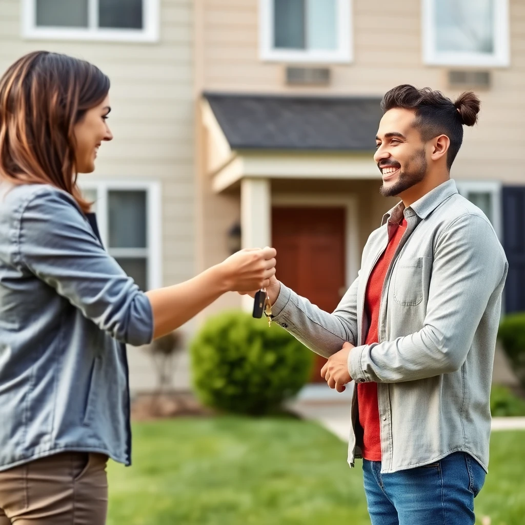 Happy tenant getting keys